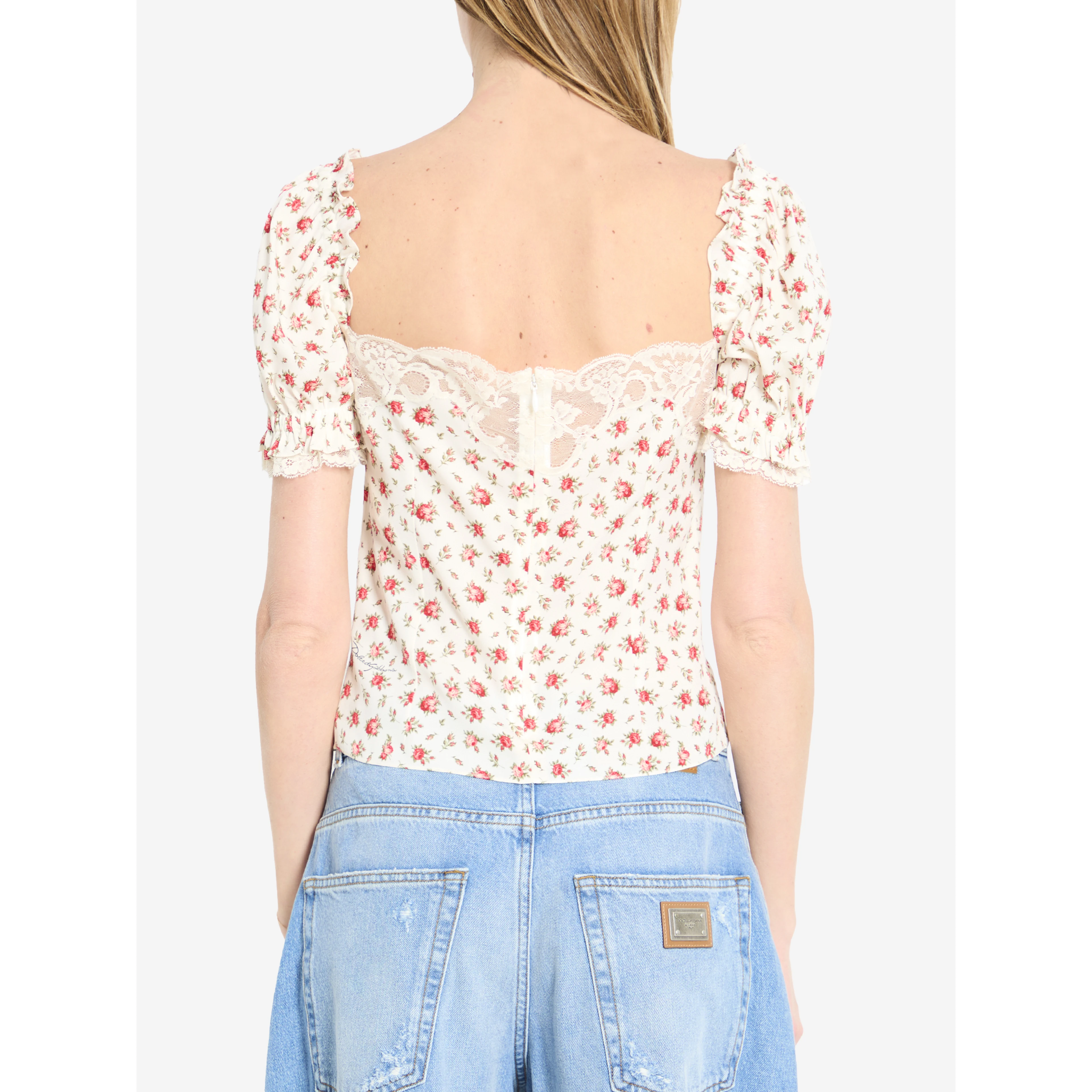 Charmeuse top with rose print