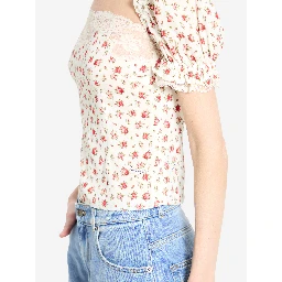 Charmeuse top with rose print