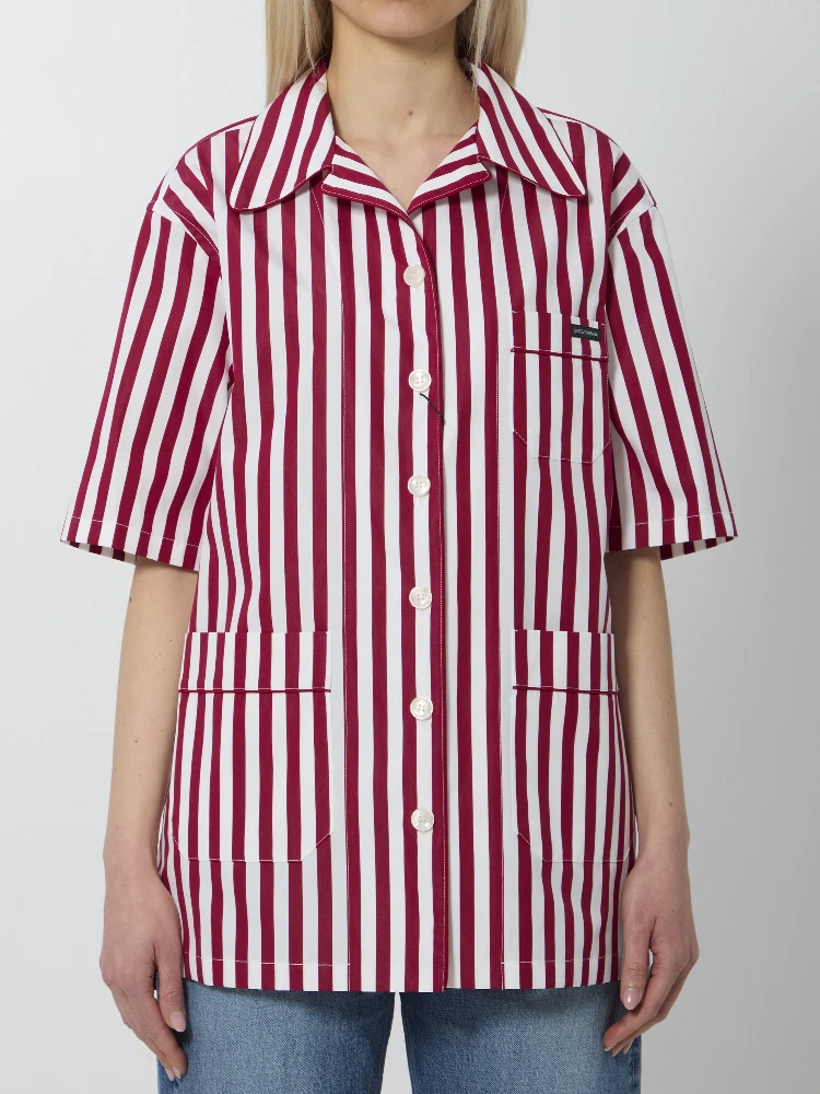 Striped poplin shirt