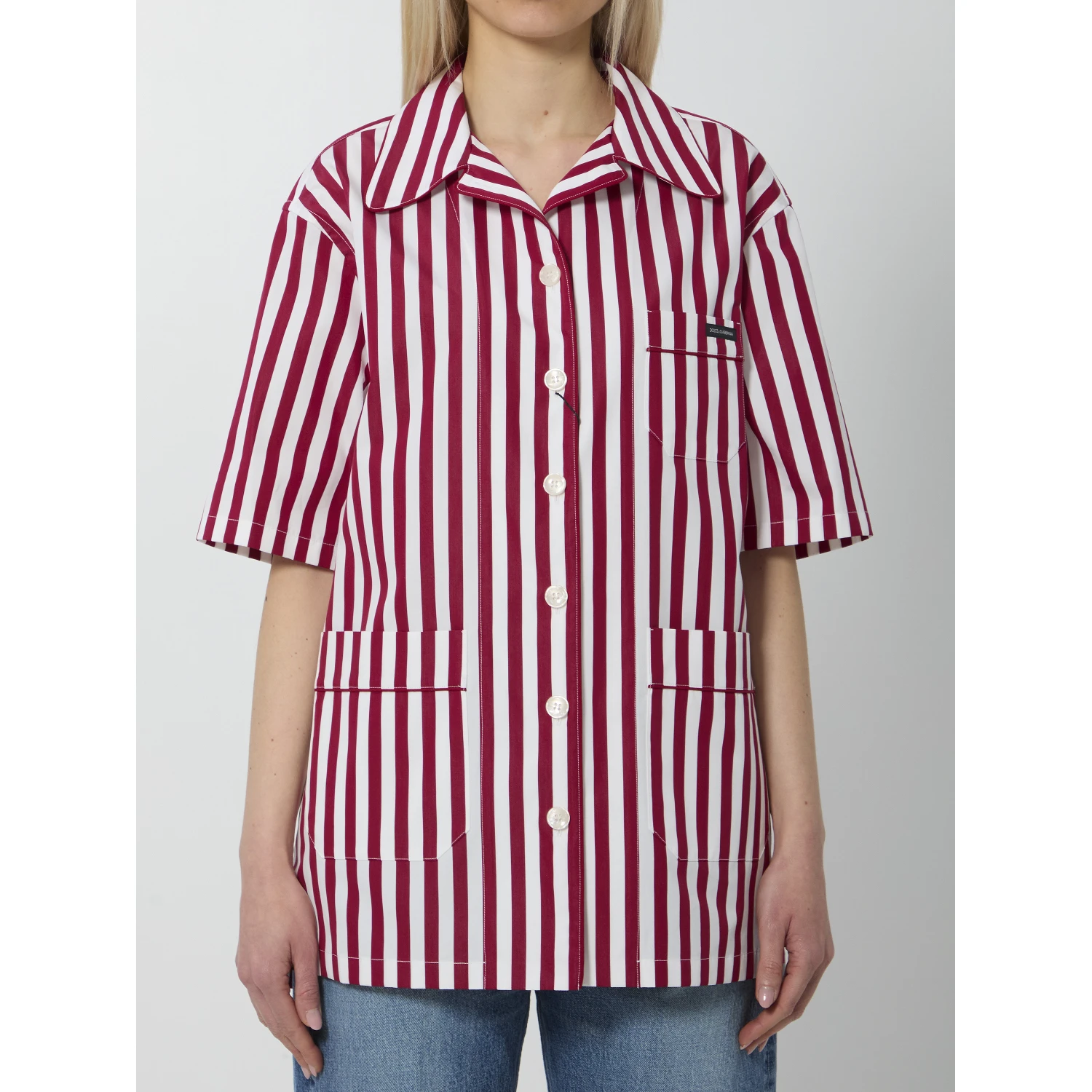 Striped poplin shirt