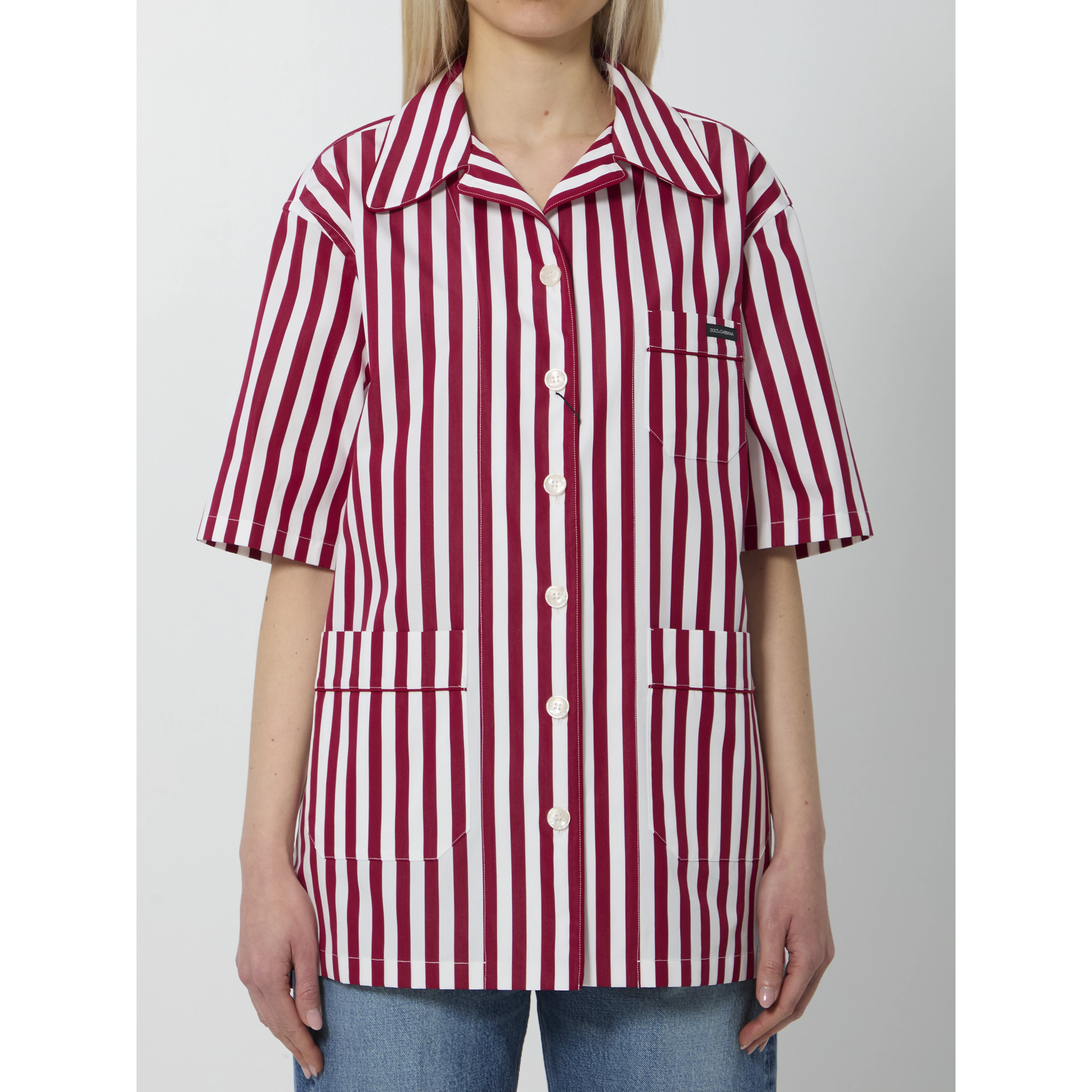 Striped poplin shirt