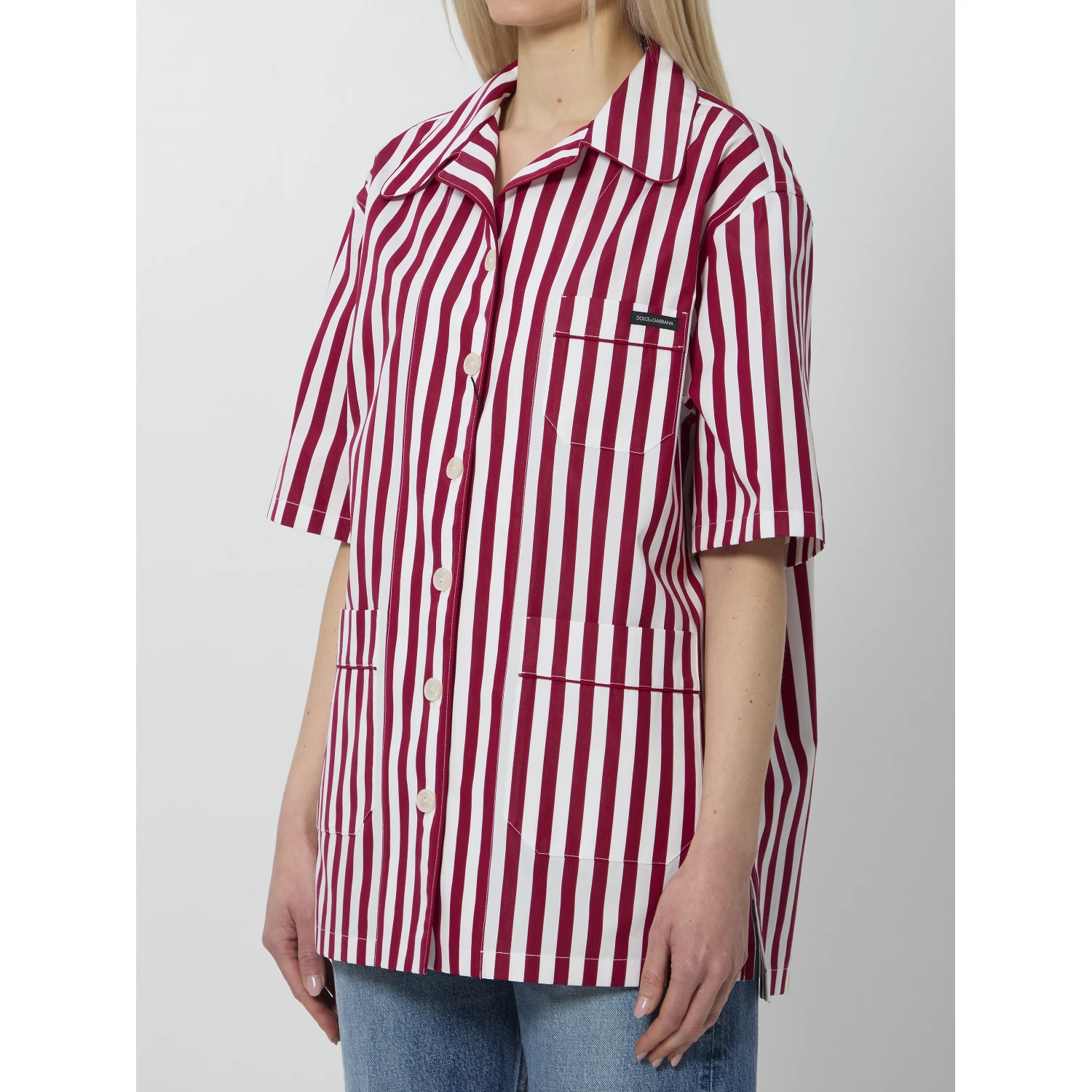 Striped poplin shirt