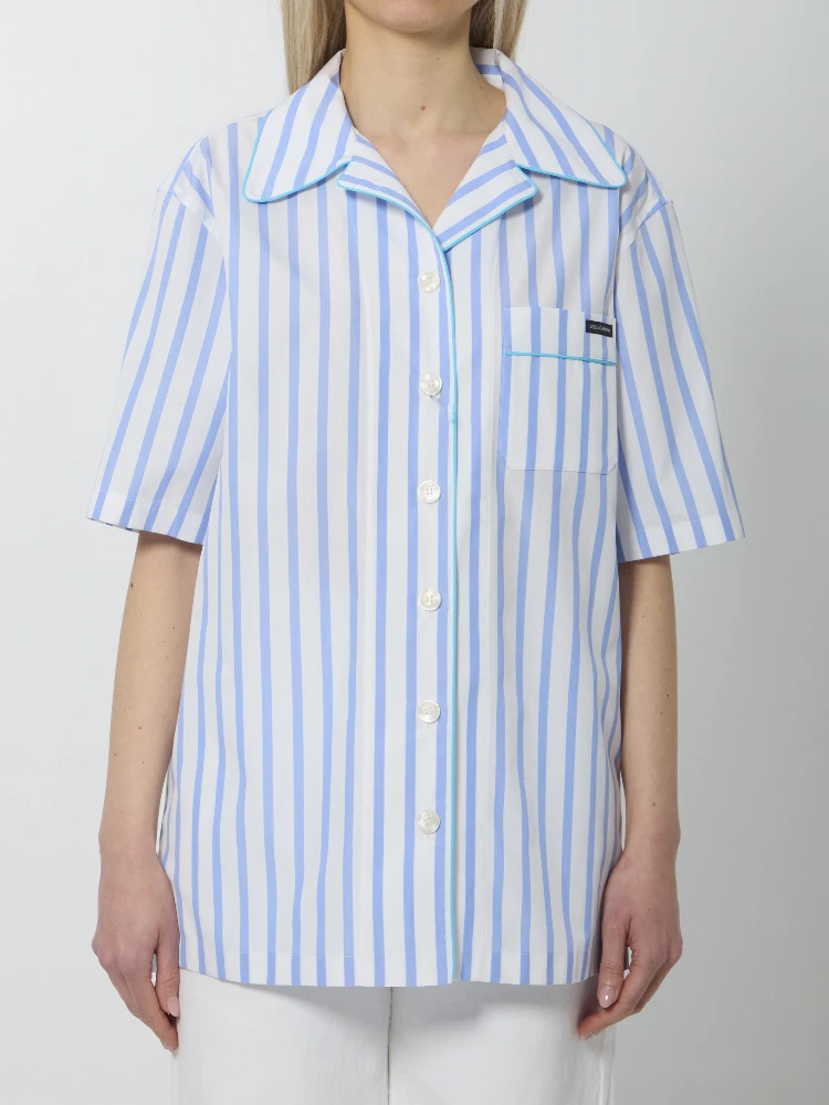 Striped poplin shirt