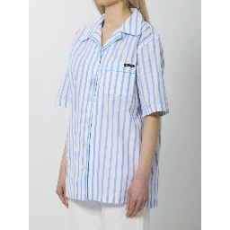 Striped poplin shirt