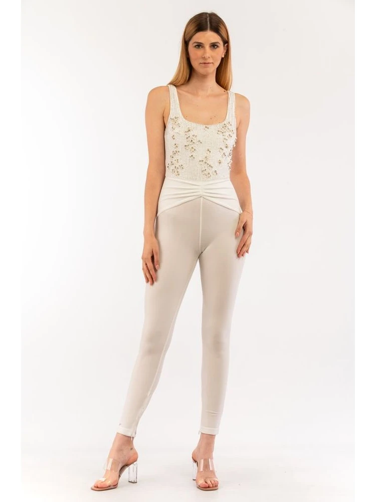 Beige Polyester Jumpsuit