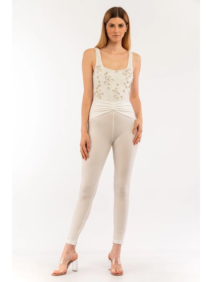 Beige Polyester Jumpsuit