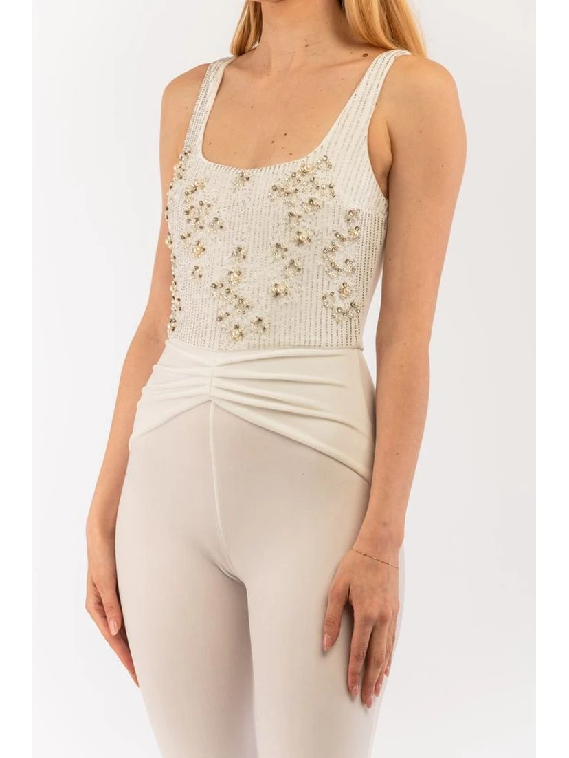 Beige Polyester Jumpsuit
