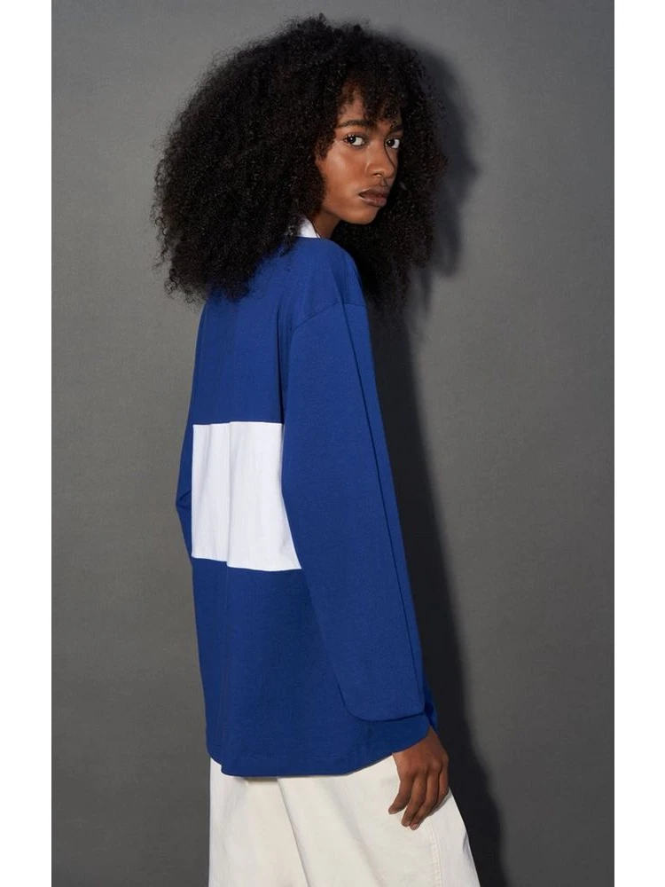 Blue Cotton Polo Shirt