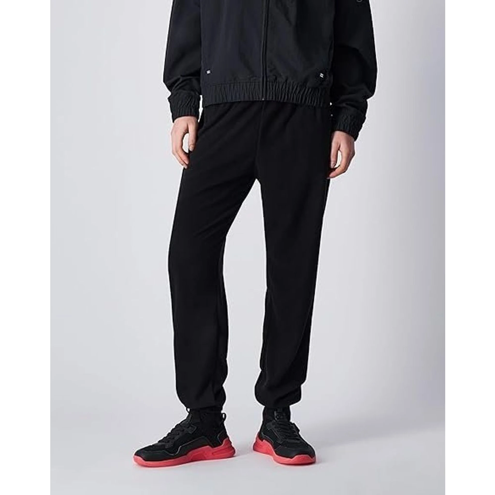 Black Polyester Joggers (Workout Pants)