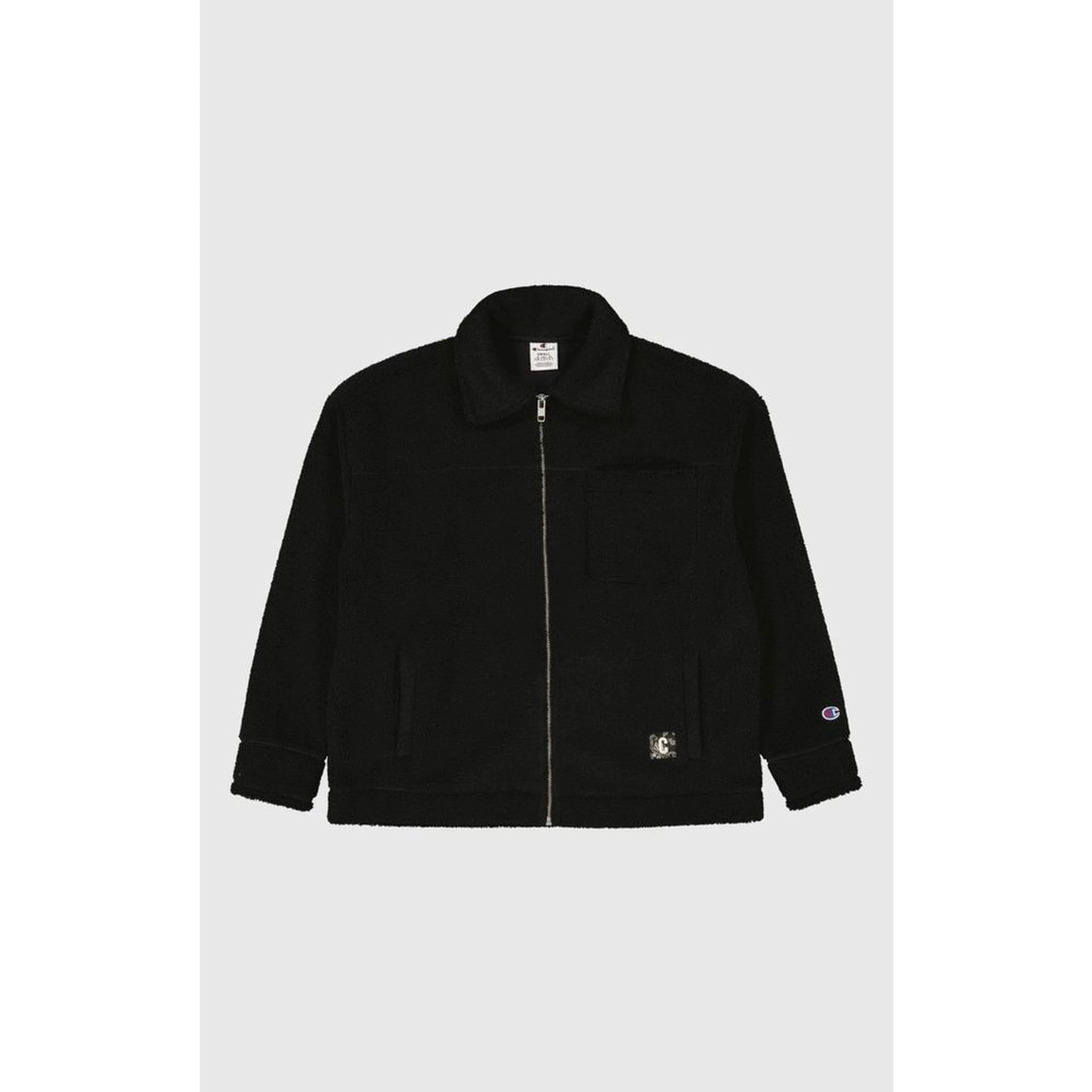 Black Polyester Full-Length Jacket