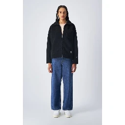 جاكيت أسود طويل من البوليستر