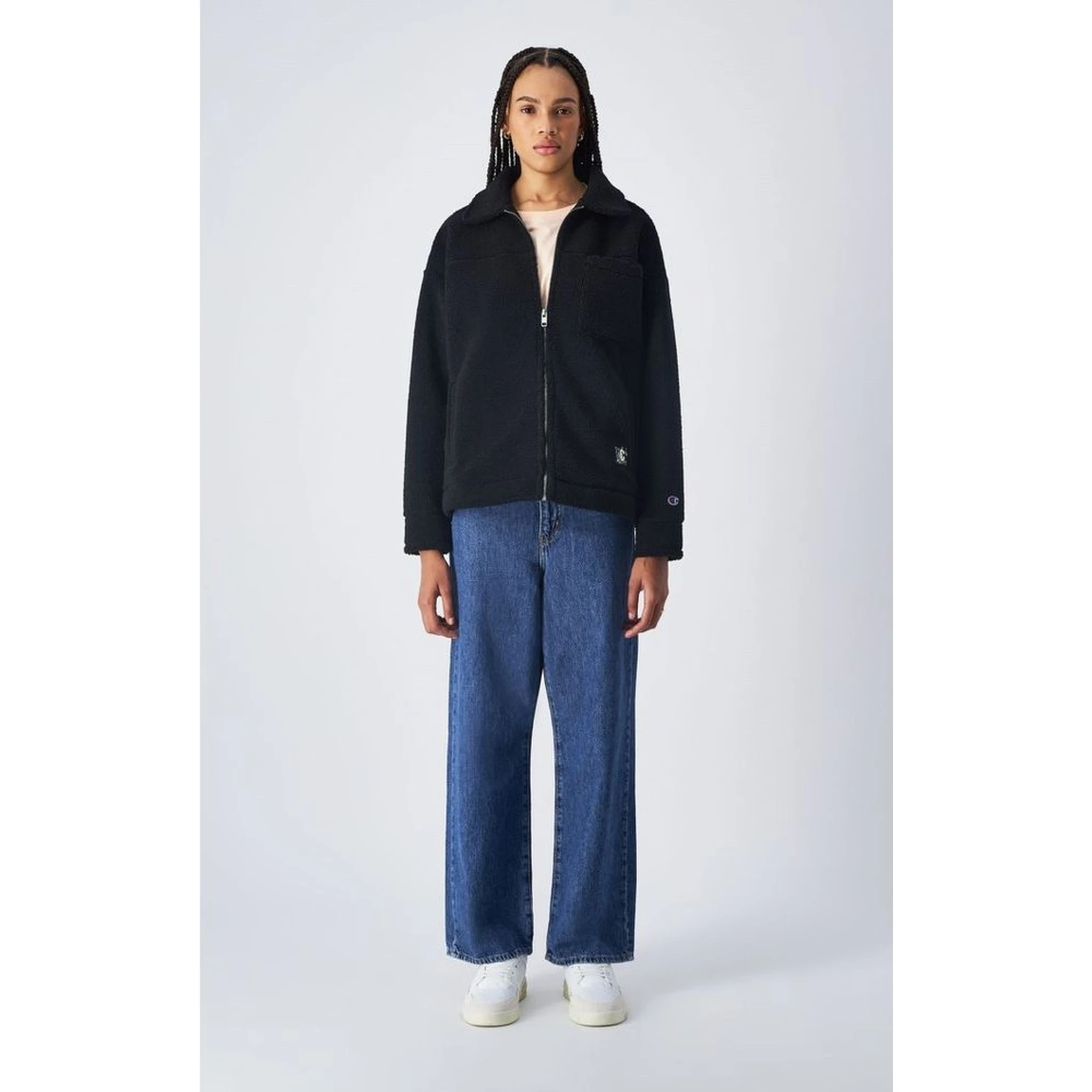 جاكيت أسود طويل من البوليستر