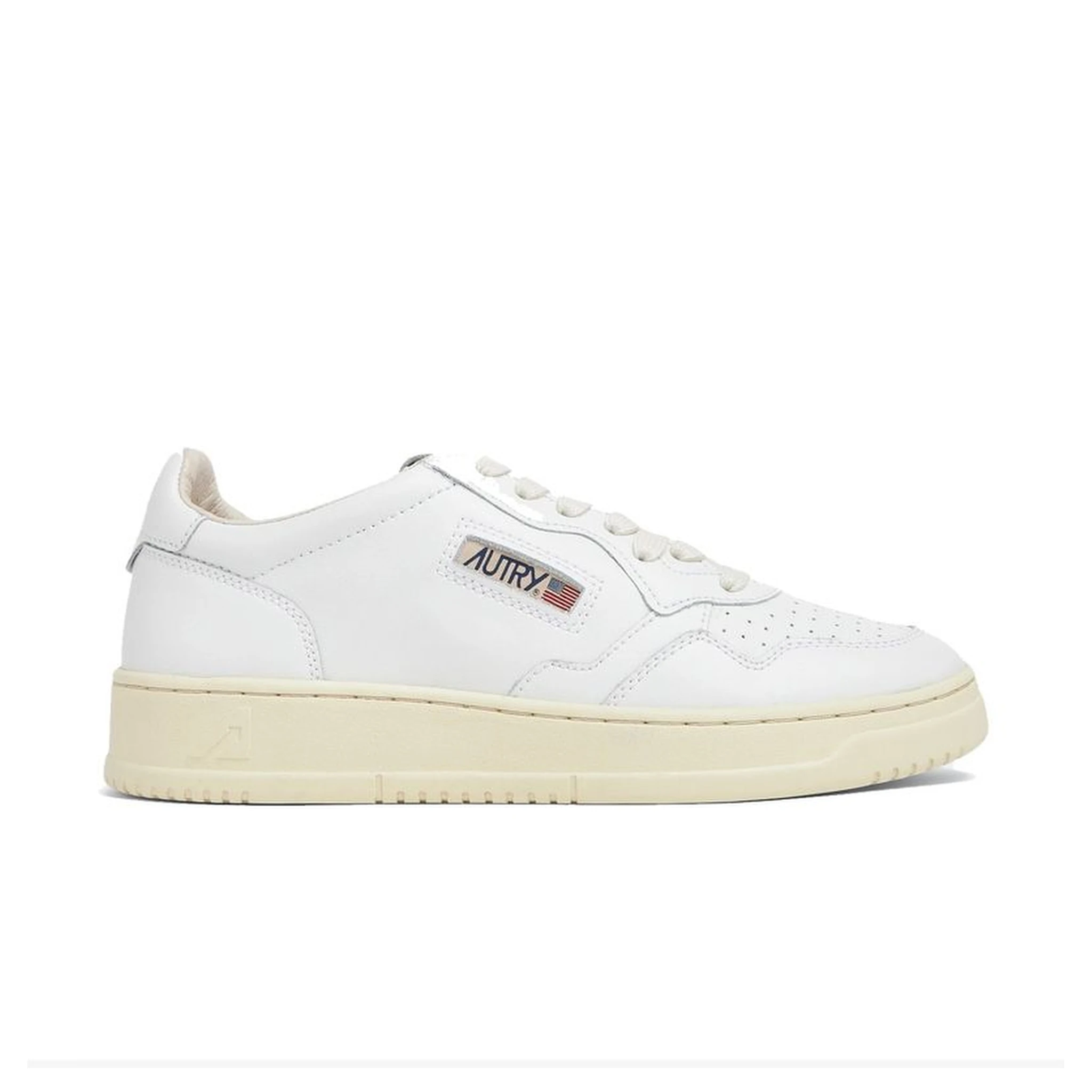 White Leather Low Top Sneakers