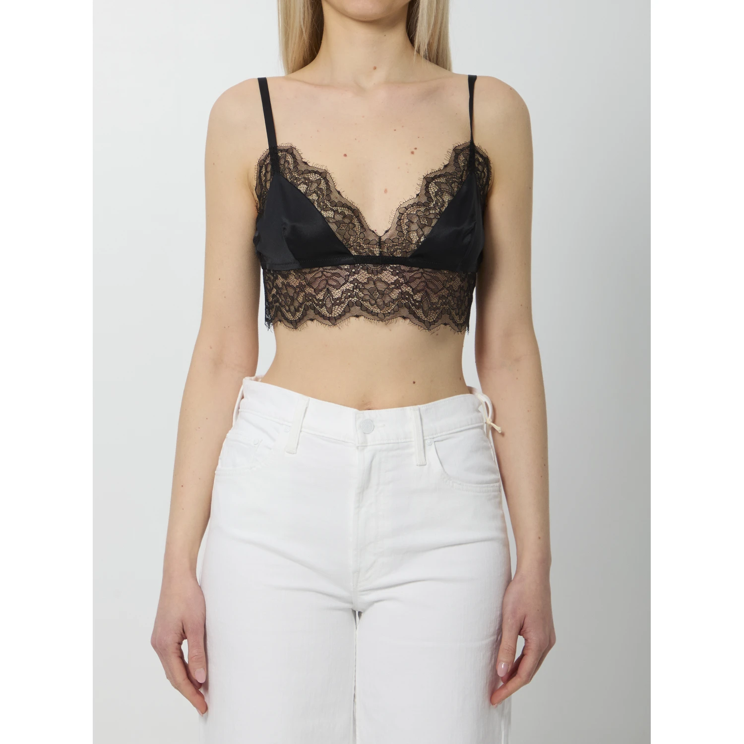 Satin bralette with lace