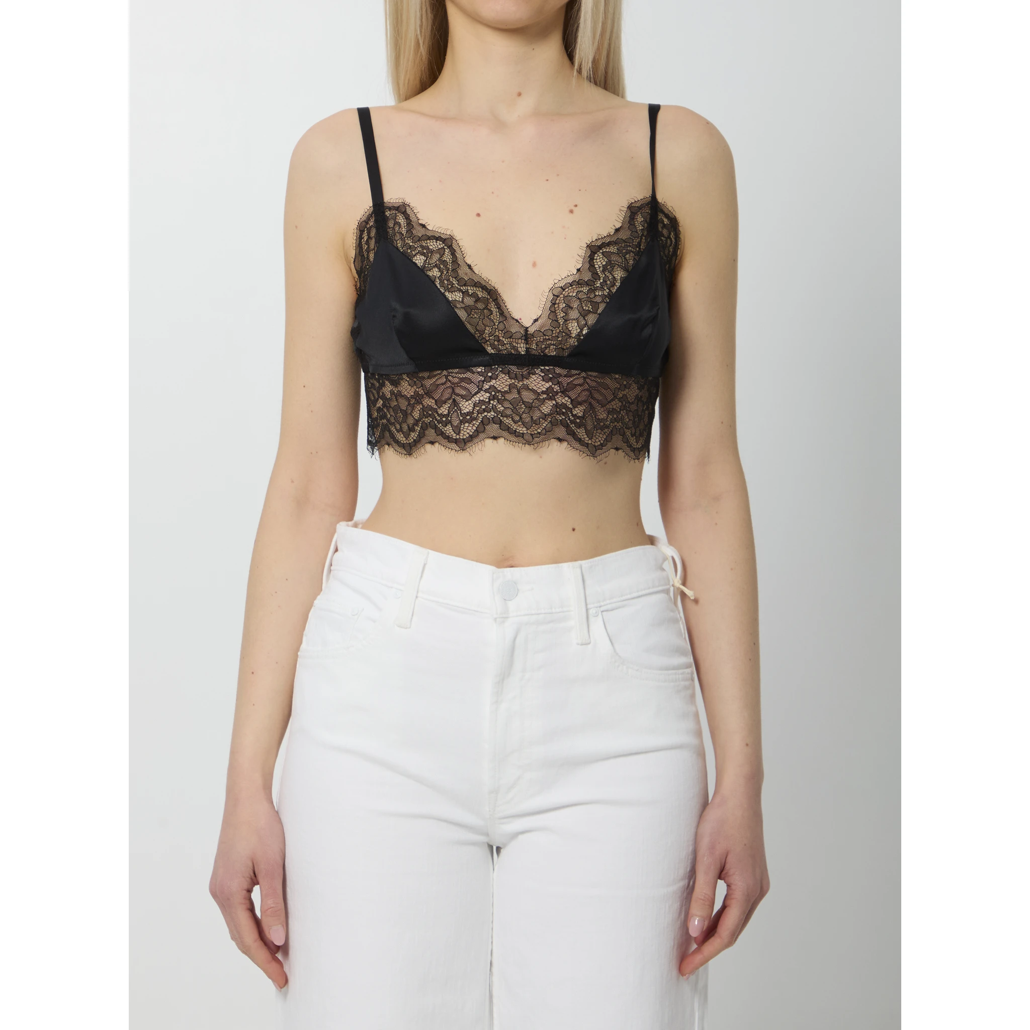 Satin bralette with lace