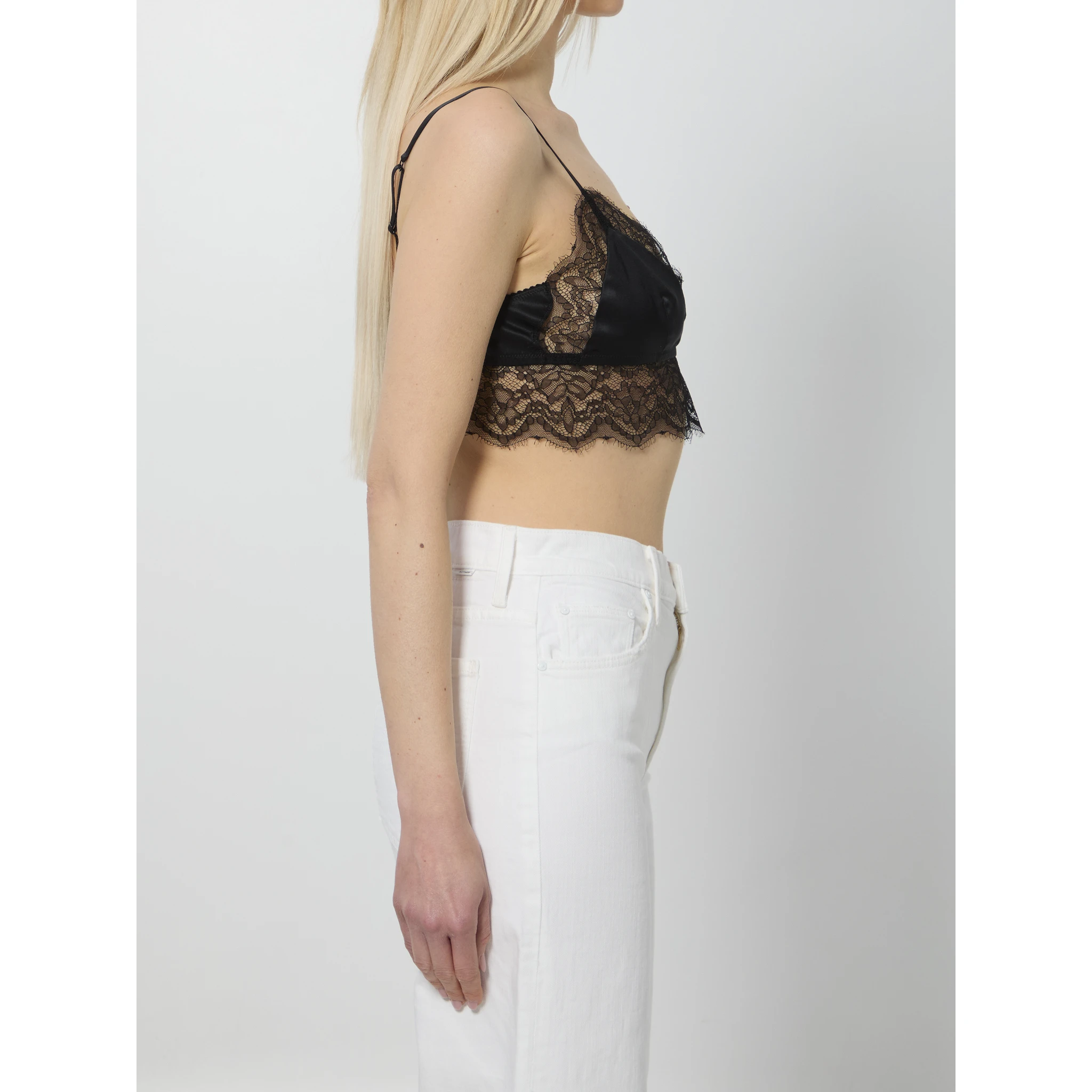 Satin bralette with lace