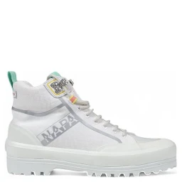 White Fabric Chunky Sneakers