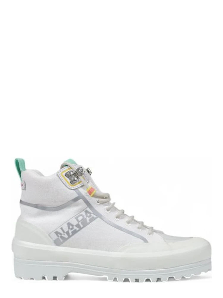 White Fabric Chunky Sneakers
