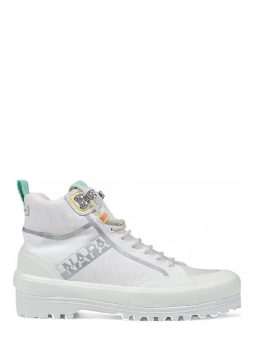 White Fabric Chunky Sneakers
