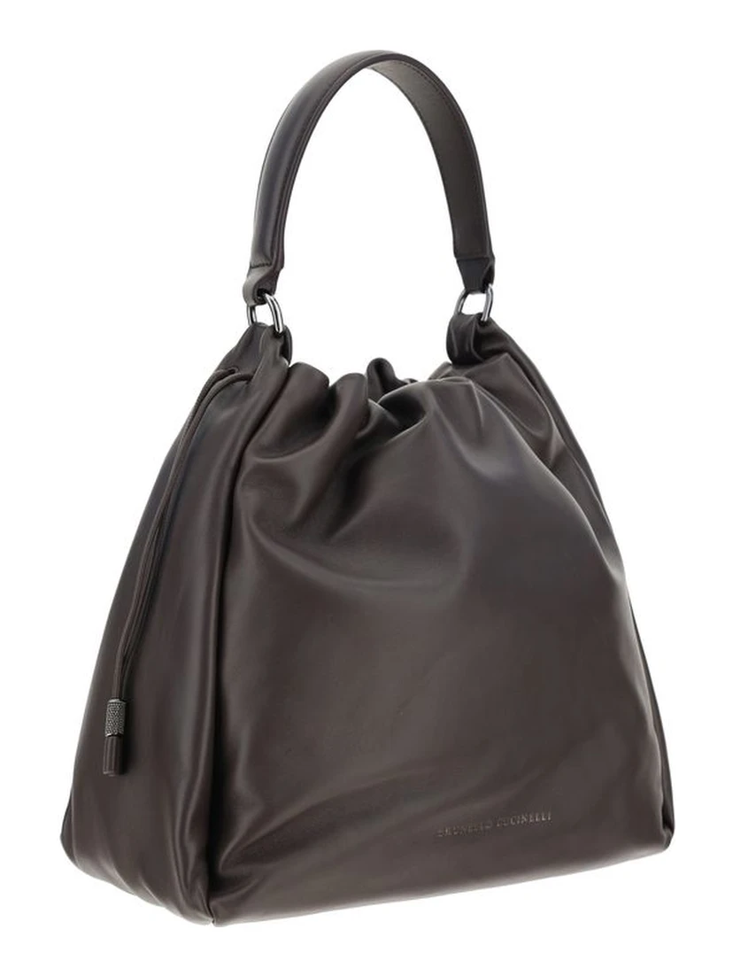 حقيبة كتف بوس توروس من جلد العجل البني