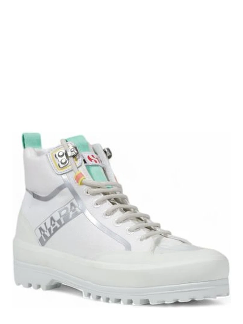 White Fabric Chunky Sneakers