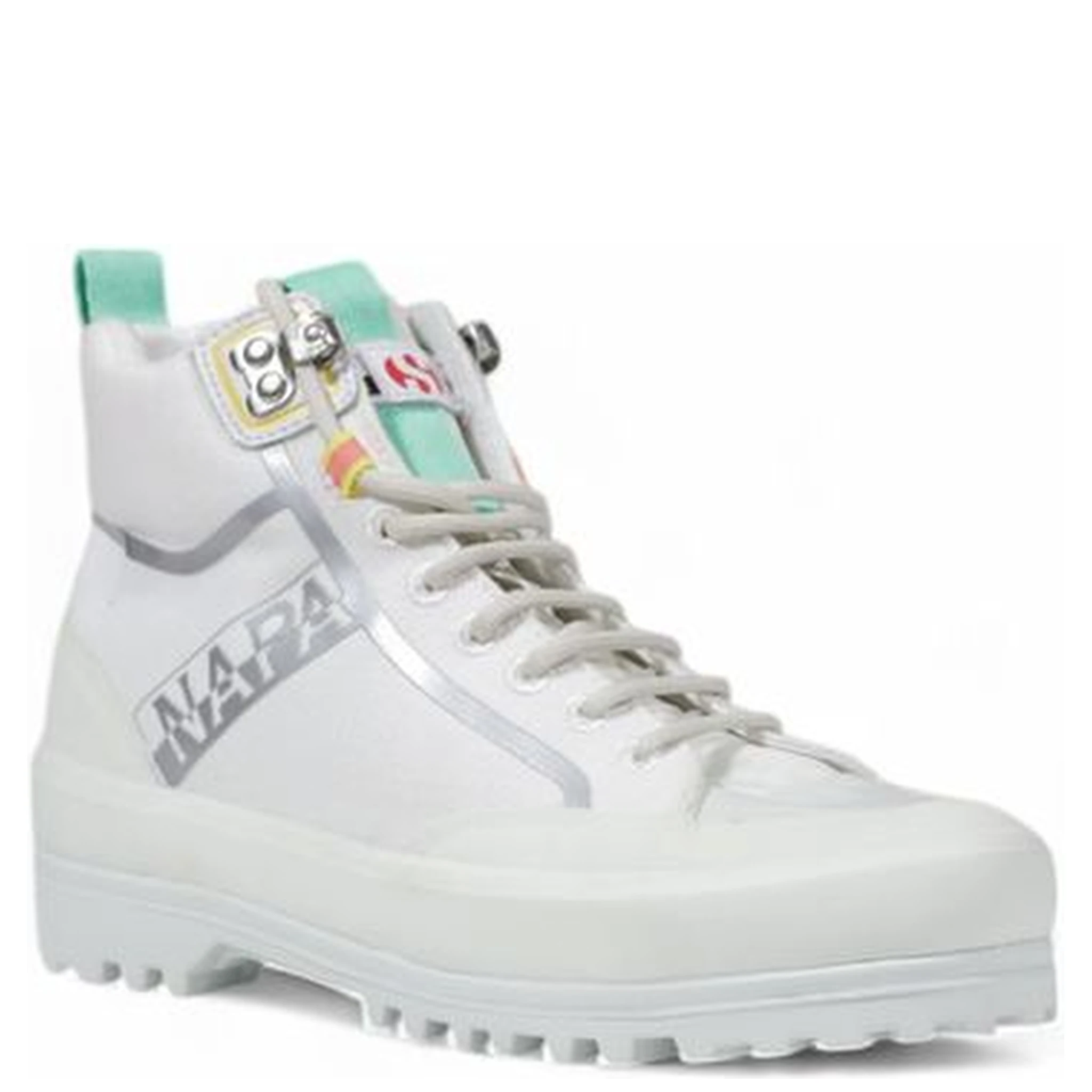 White Fabric Chunky Sneakers