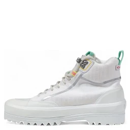 White Fabric Chunky Sneakers