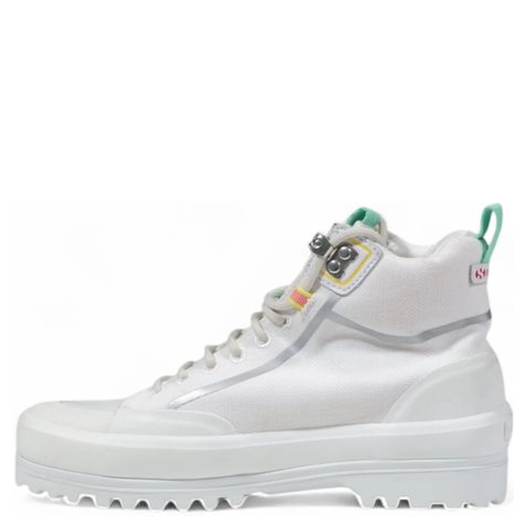 White Fabric Chunky Sneakers