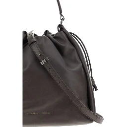 حقيبة كتف بوس توروس من جلد العجل البني