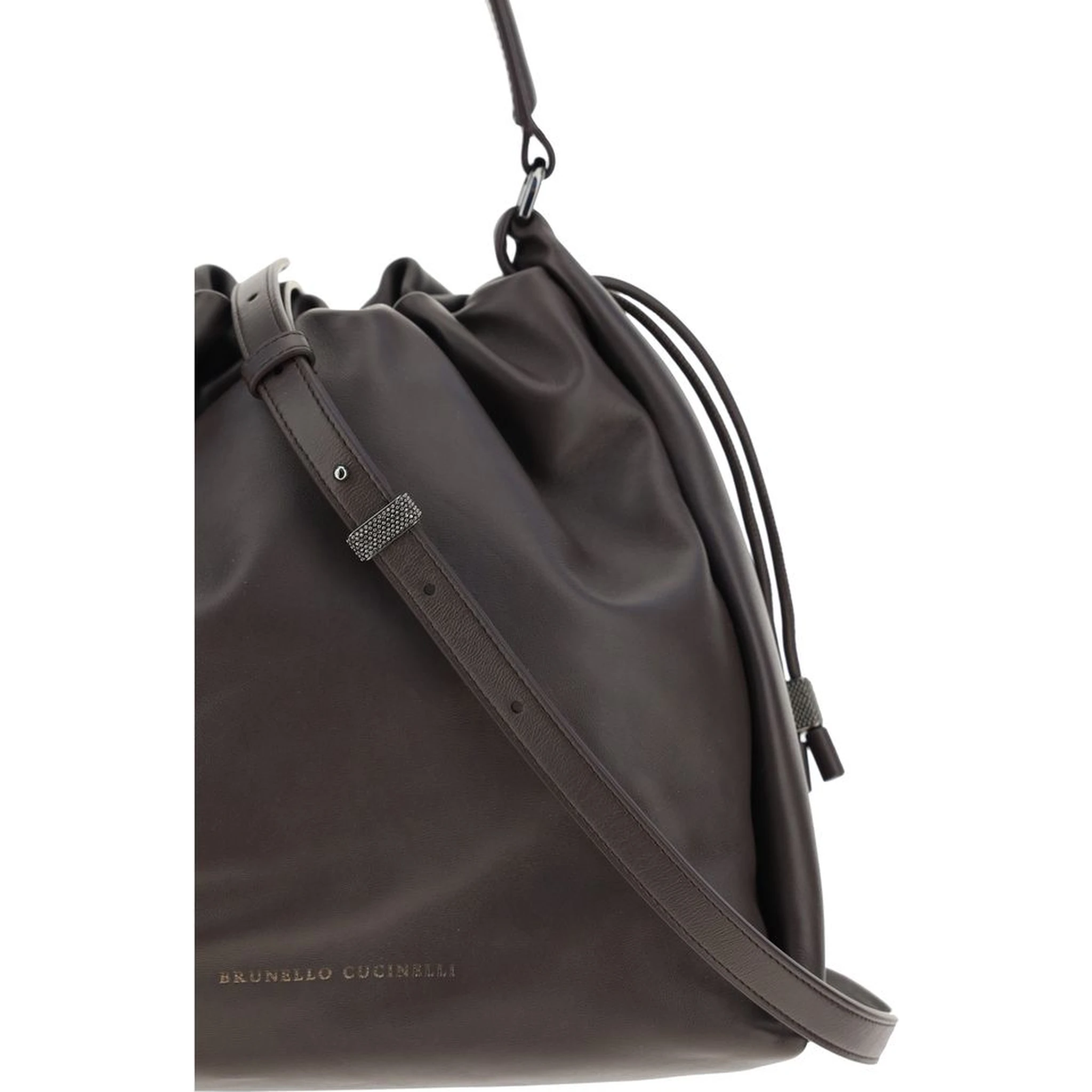 حقيبة كتف بوس توروس من جلد العجل البني