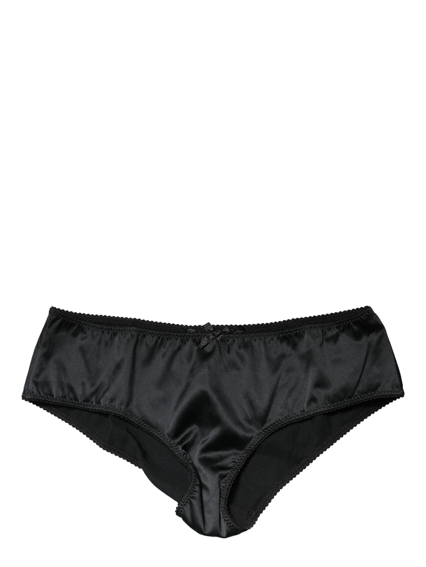 Black Silk Stretch Mid Waist Brief Panty Underwear