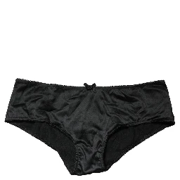 Black Silk Stretch Mid Waist Brief Panty Underwear