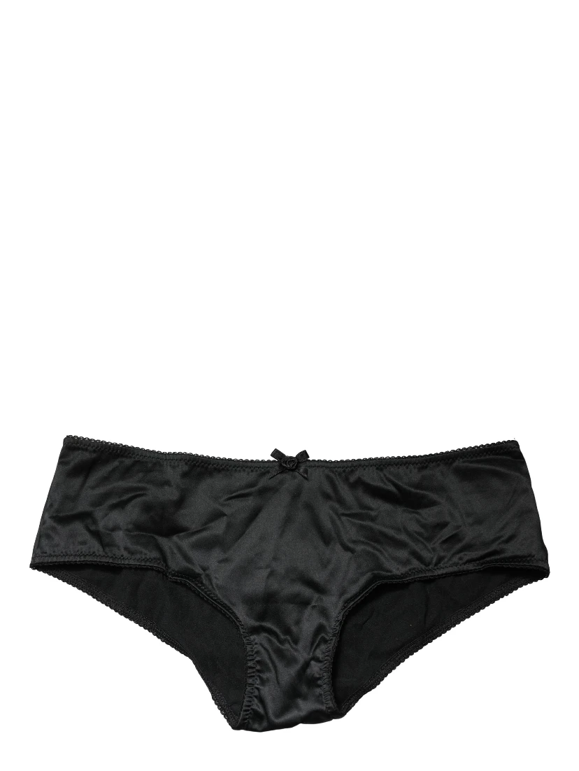 Black Silk Stretch Mid Waist Brief Panty Underwear