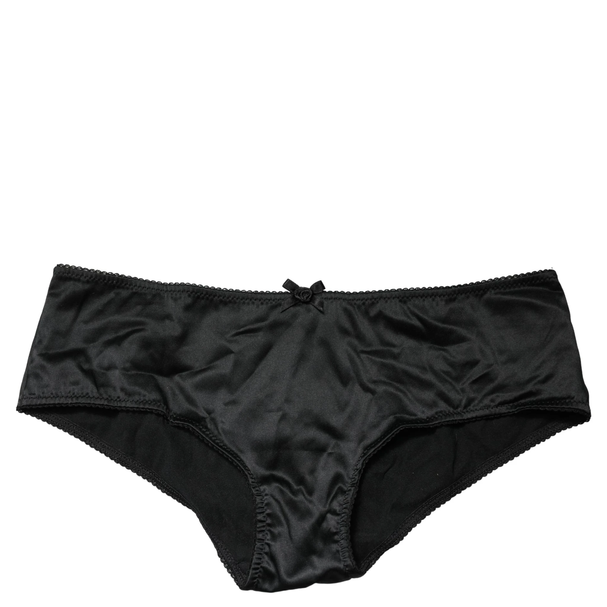 Black Silk Stretch Mid Waist Brief Panty Underwear