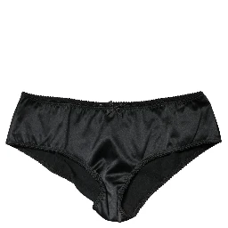 Black Silk Stretch Mid Waist Brief Panty Underwear