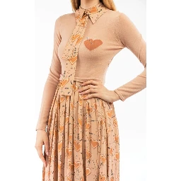 Beige Wool Casual Dress