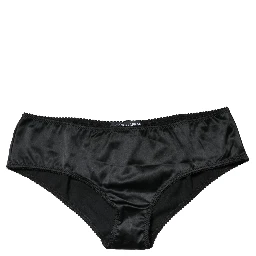 Black Silk Stretch Mid Waist Brief Panty Underwear