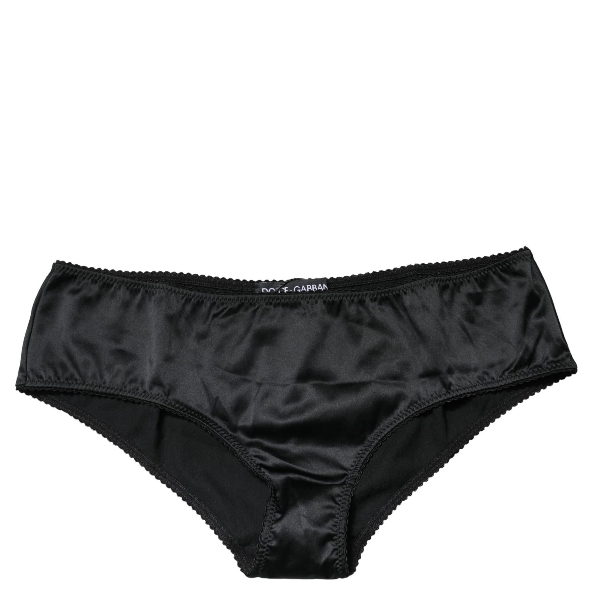 Black Silk Stretch Mid Waist Brief Panty Underwear