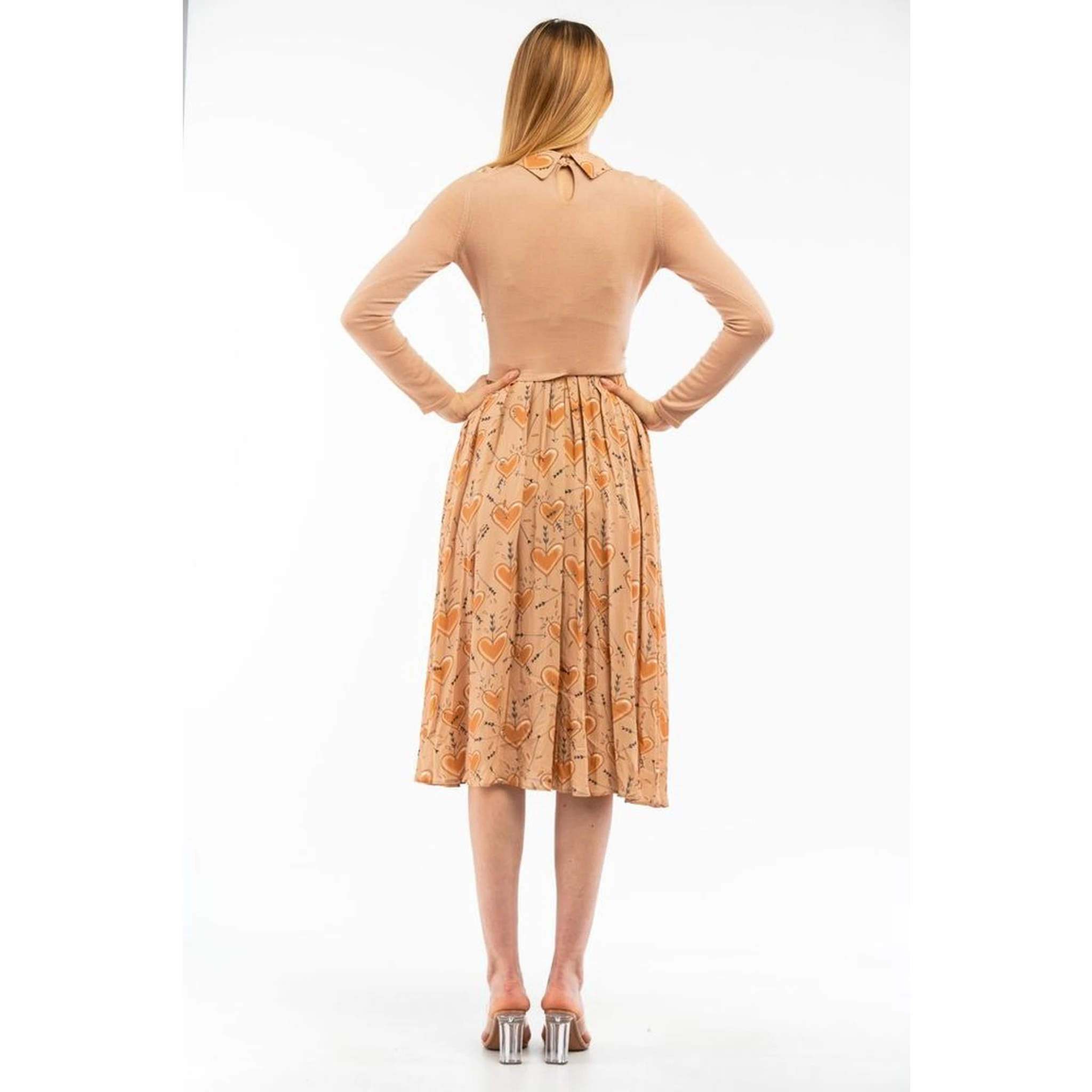 Beige Wool Casual Dress