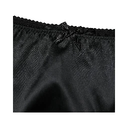 Black Silk Stretch Mid Waist Brief Panty Underwear