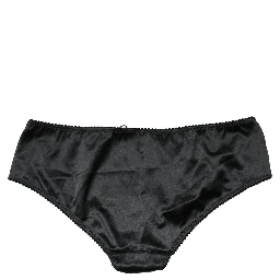 Black Silk Stretch Mid Waist Brief Panty Underwear