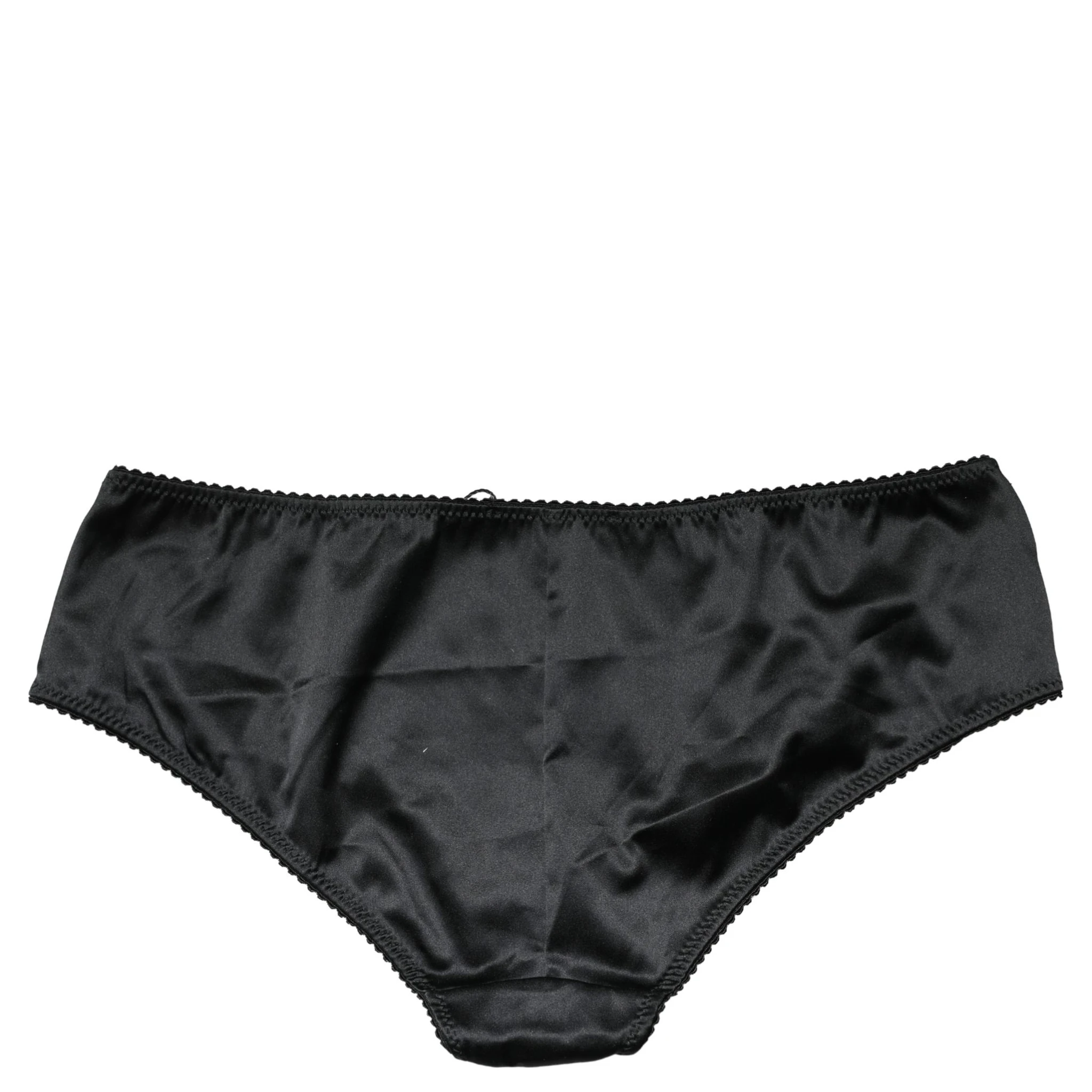 Black Silk Stretch Mid Waist Brief Panty Underwear