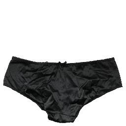 Black Silk Stretch Mid Waist Brief Panty Underwear