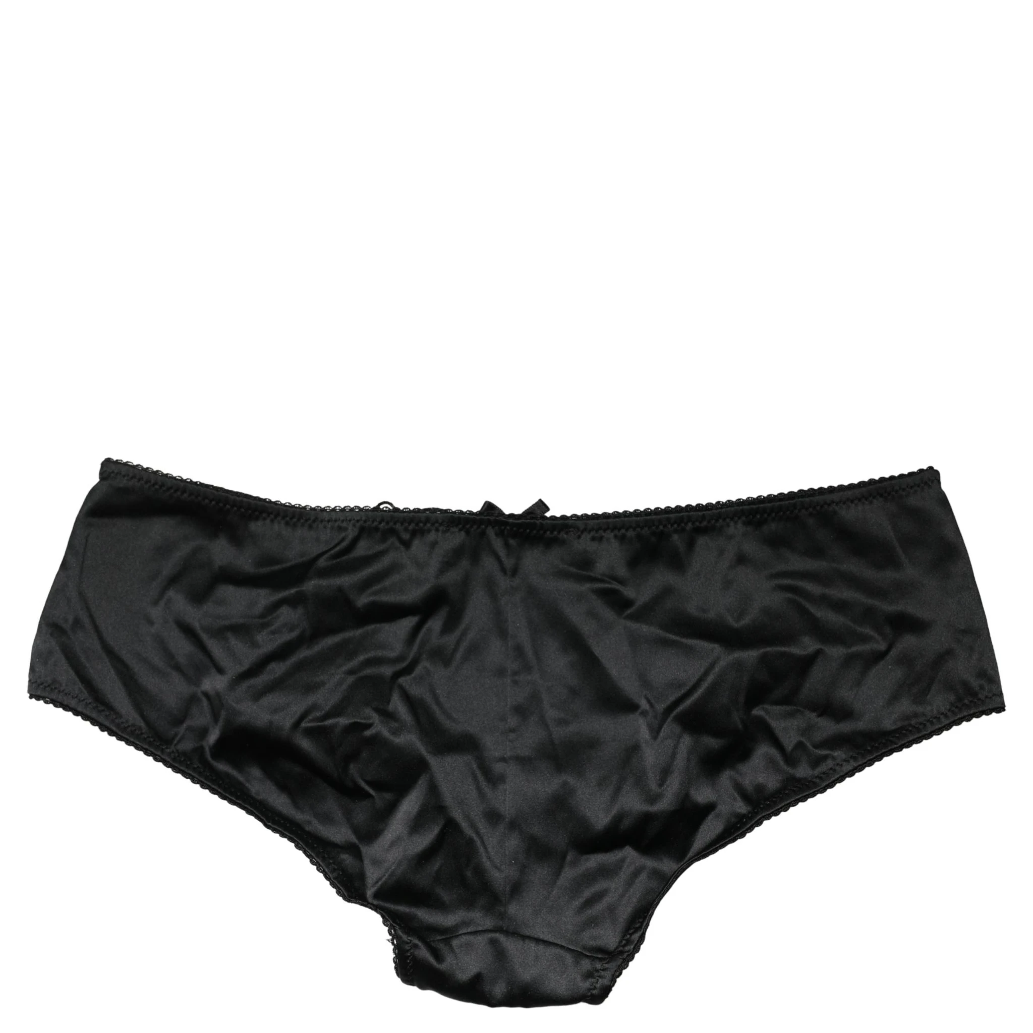 Black Silk Stretch Mid Waist Brief Panty Underwear