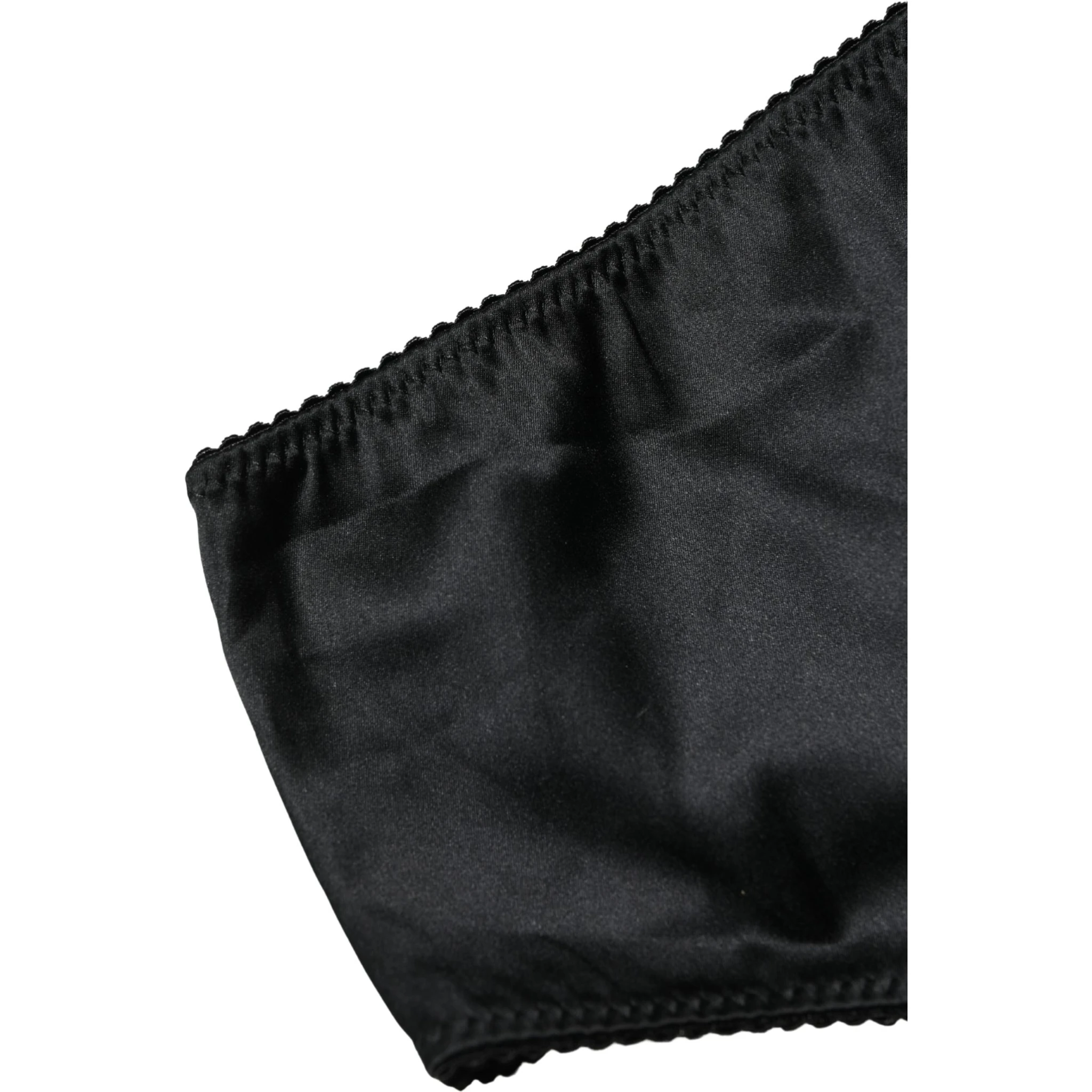 Black Silk Stretch Mid Waist Brief Panty Underwear