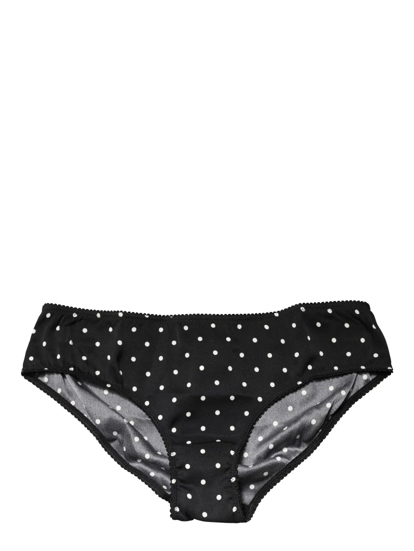 Black Polka Dots Mid Waist Brief Panty Underwear