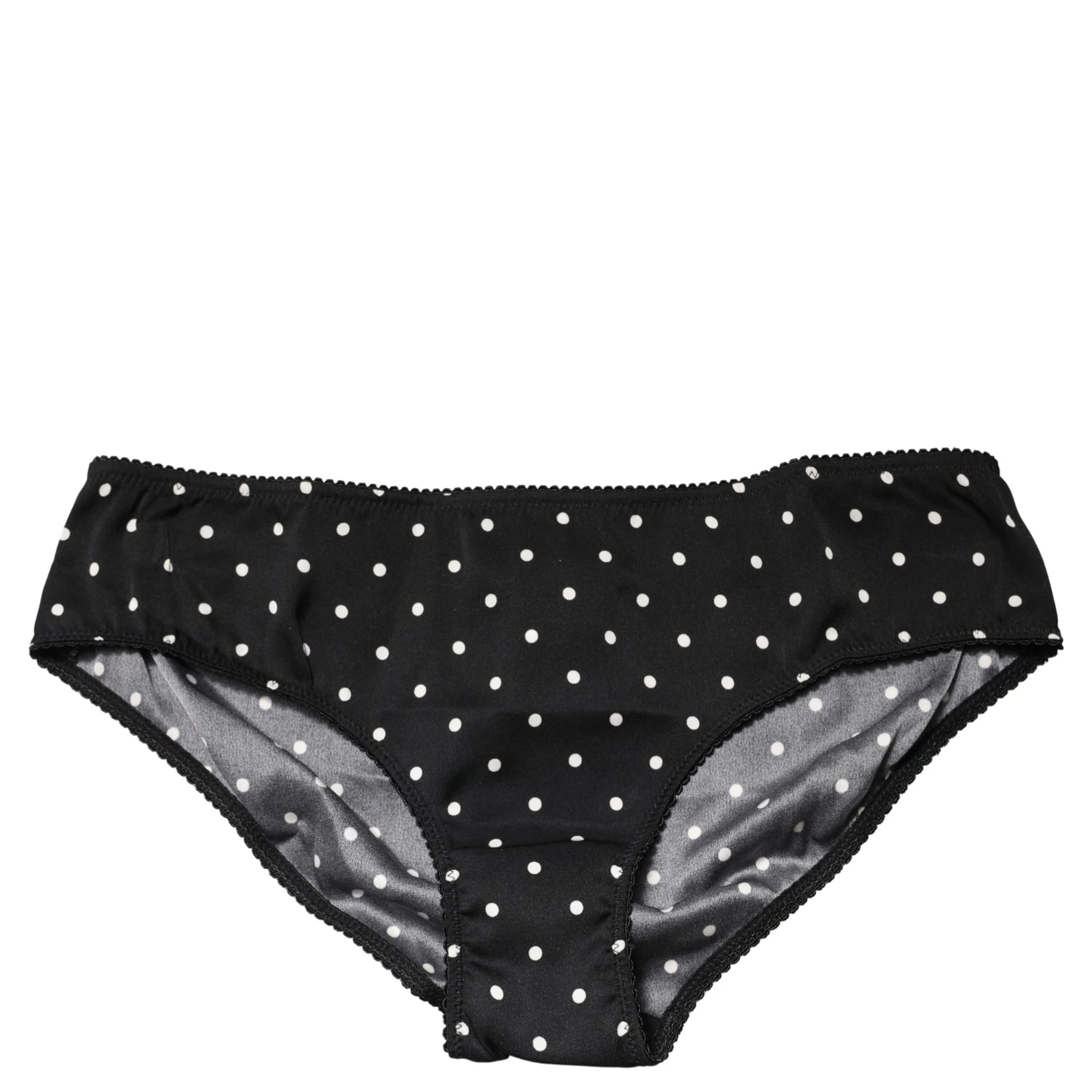 Black Polka Dots Mid Waist Brief Panty Underwear