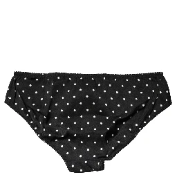 Black Polka Dots Mid Waist Brief Panty Underwear