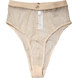 Beige Silk Blend High Waist Brief Panty Underwear