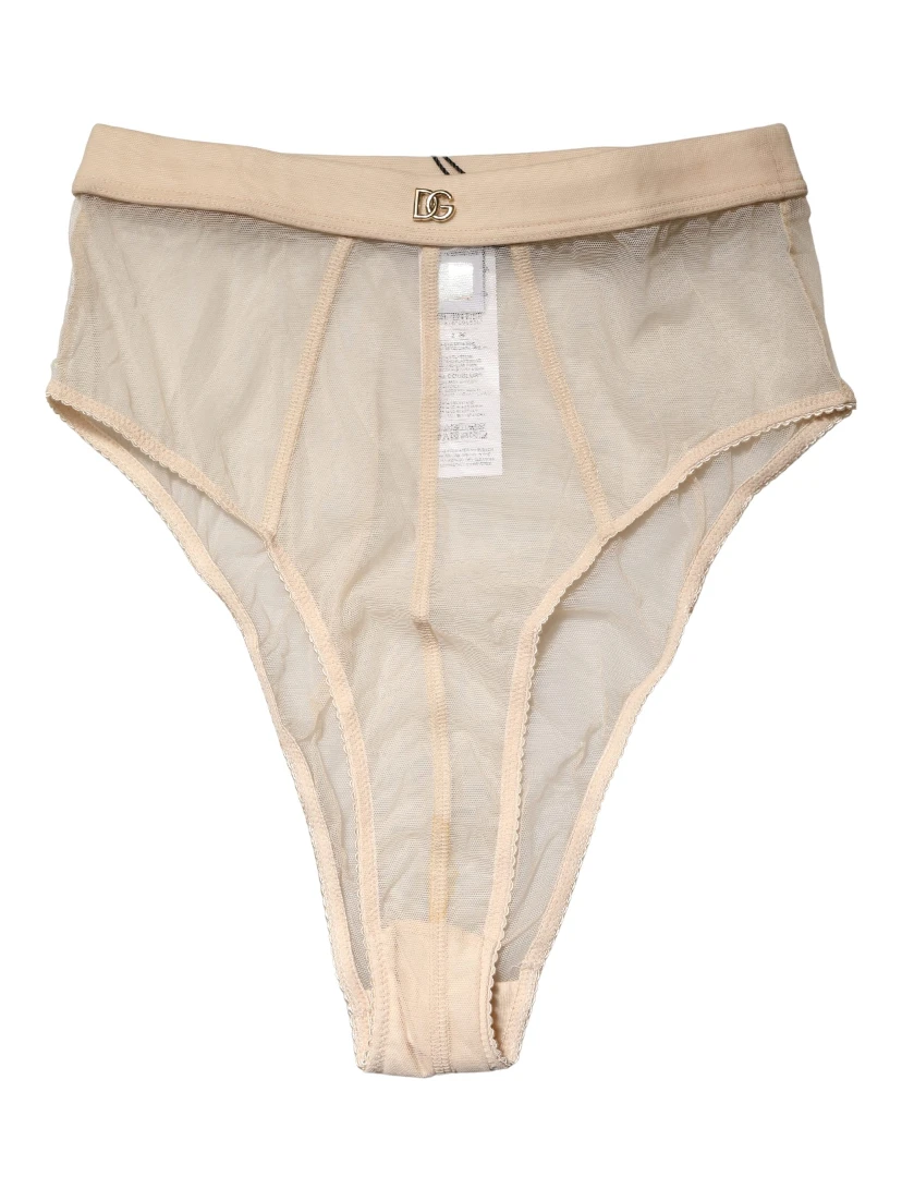 Beige Silk Blend High Waist Brief Panty Underwear